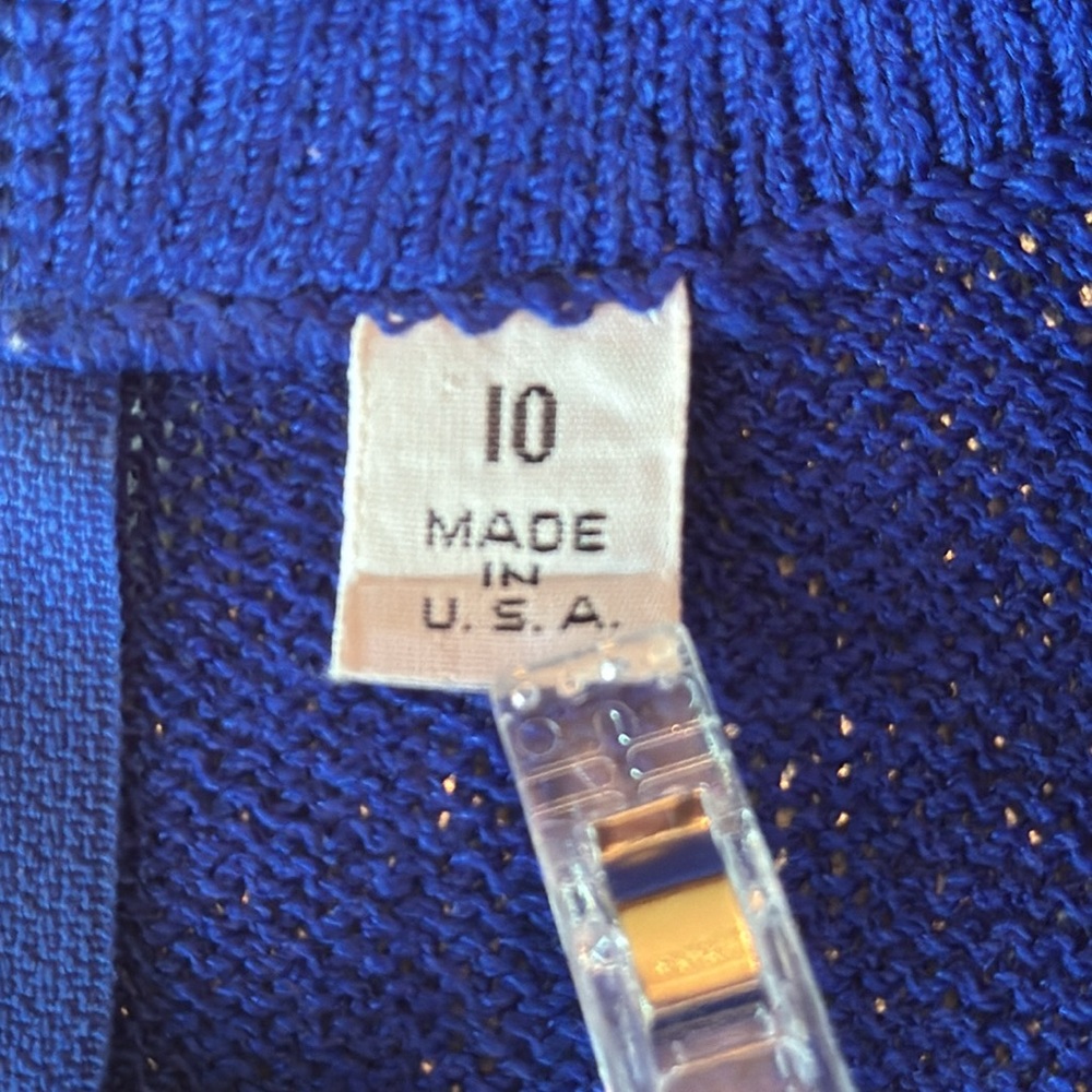St. John Royal Blue Sequin Striped Cocktail Dress - Picture 12 of 16